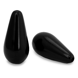 Perline Polaris Elements a forma di goccia Mosso lucida nero giaietto