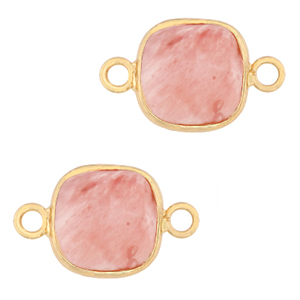 Ciondoli in pietra naturale distanziatori 12x12mm rosa fiore-oro