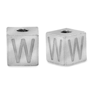 Perline in acciaio inossidabile lettera W argento