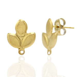 Orecchini in acciaio inossidabile ovale con anellino oro