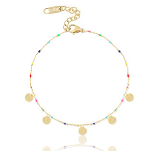 Cavigliere in acciaio inossidabile arcobaleno con piastre oro-multicolore