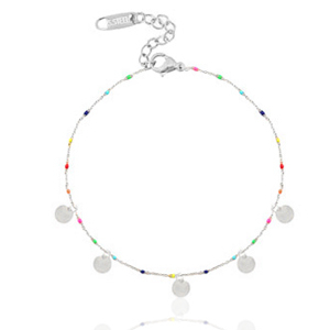 Cavigliere in acciaio inossidabile arcobaleno con piastre argento-multicolore