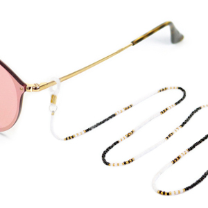 Catenina per occhiali da sole di rocailles oro-nero-bianco