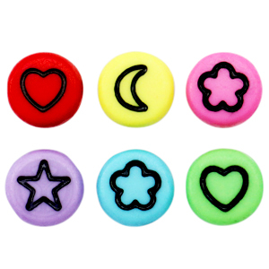 Perline alfabeto in acrilico mix di icone Multicolore-nero