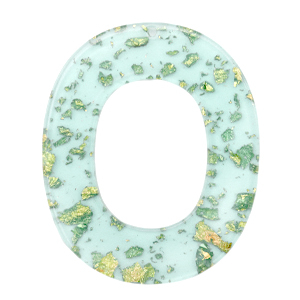 Pendenti in resina ovale blu turchese oro-trasparente