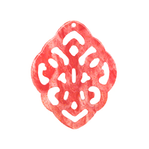 Pendenti in resina in stile barocco rombo rosa corallo vivo