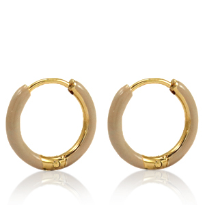 Orecchini in acciaio inossidabile a cerchio smalto 14mm marrone nudo-oro