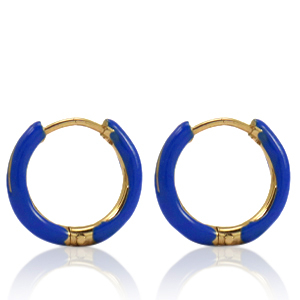 Orecchini in acciaio inossidabile a cerchio smalto 14mm blu cobalto-oro