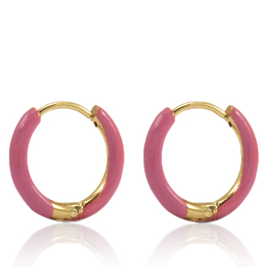 Orecchini in acciaio inossidabile a cerchio smalto 14mm rosa thulian-oro