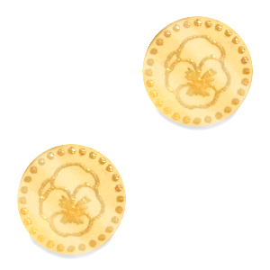 Cabochon Plexx 12mm Fiore di nascita Febbraio-Viola oro