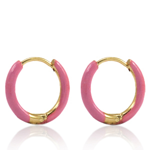 Orecchini in acciaio inossidabile a cerchio smalto 14mm rosa thulian-oro