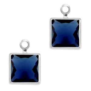 Pendenti di vetro Crystal Glass quadrato blu reale-argento