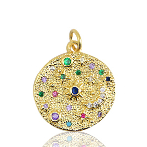 Metallo TQ in ottone ciondolo luna e stella oro