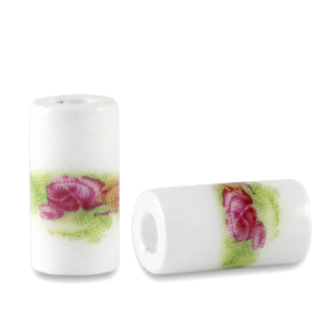 Perline di ceramica tubo bianco-verde