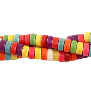 Perline di pietra naturale howlite a dischetto 4x2mm multicolore