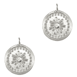 Ciondoli di metallo DQ fiore argento antico (privo di nichel)