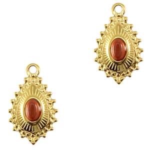 Ciondoli in acciaio inossidabile goccia con pietra naturale oro-rosso Grand Canyon