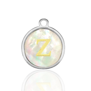 Ciondoli in acciaio inossidabile 12mm conchiglia lettera Z bianco (colore naturale)-argento