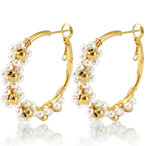 Orecchini in acciaio inossidabile a cercio fiore 35mm oro-bianco