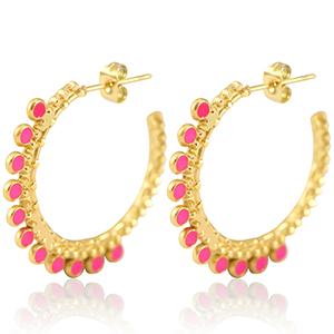 Orecchini in acciaio inossidabile a cercio 30mm oro-magenta