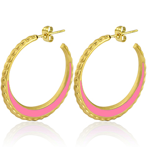Orecchini in acciaio inossidabile a cercio 30mm oro-rosa