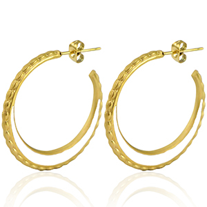 Orecchini in acciaio inossidabile a cercio 30mm oro-bianco