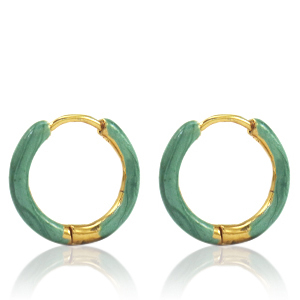 Orecchini in acciaio inossidabile a cerchio smalto 17mm verde persa-oro