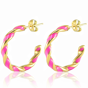 Orecchini in acciaio inossidabile rosa neon-oro