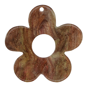 Pendenti in resina fiore glitterato multicolore marrone