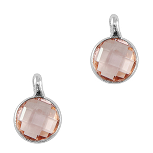 Pendenti di vetro Crystal Glass 7mm rosa chiaro-argento