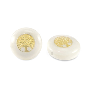 Perline di vetro rondella look a conchiglia albero della vita bianco-nero