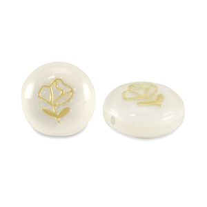 Perline di vetro rondella look a conchiglia rosa bianco-nero