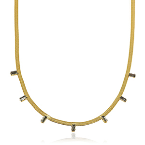 Collane in acciaio inossidabile catena serpentina cristallo oro-nero