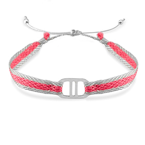 Braccialetti alla moda Nastra con distanziatore acciaio inossidabile rosa scuro-argento