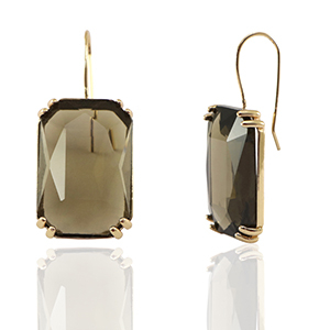 Orecchini con Cristalli rettangolo marrone-oro