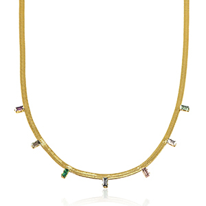 Collane in acciaio inossidabile catena serpentina cristallo oro-multicolore