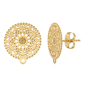 Componenti in acciaio inossidabile orecchini 15mm con anellino oro