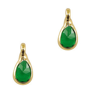 Pendenti di vetro Crystal Glass goccia verde-oro