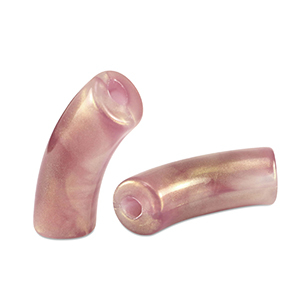 Perline in acrilico tubo lucida rosa vintage oro