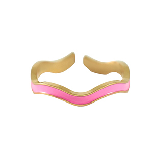 Anelli in acciaio inossidabile oro-rosa neon