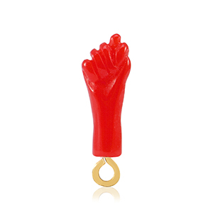 Pendenti in resina "Mano Fico" rosso-oro