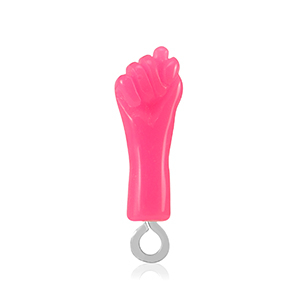Pendenti in resina "Mano Fico" rosa neon-argento
