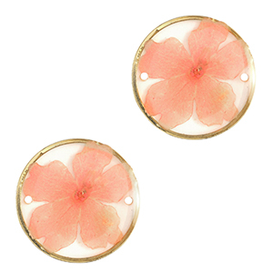 Distanziatori con fiore secchi 20mm oro-rosa chiaro