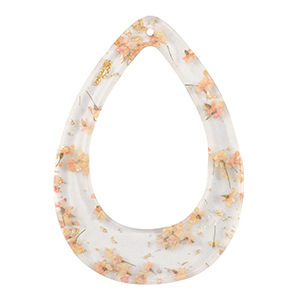 Pendenti in resina con fiorellini secchi goccia oro-rosa chiaro