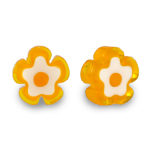 Perline Millefiori fiore arancione