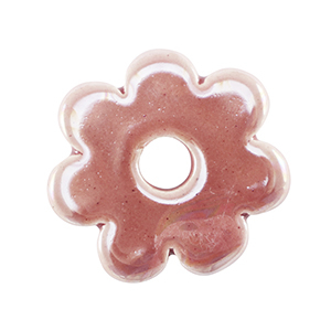 Perline di ceramica greca DQ fiore rosa magenta nebbia