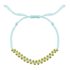 Braccialetti alla moda perline in acciaio inossidabile blu menta-oro