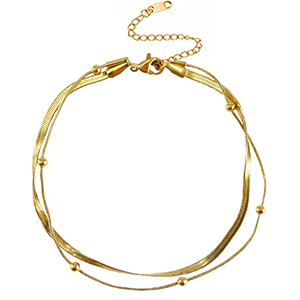 Cavigliere in acciaio inossidabile doppio giro oro