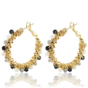 Orecchini in acciaio inossidabile sfacettate nero-grigio-bianco-oro