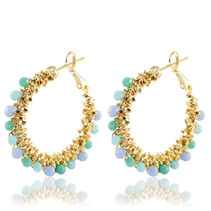 Orecchini in acciaio inossidabile sfacettate blu-oro